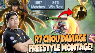 CHOU FREESTYLE  GESER MAP  KILL UDAH GILA BROO  R7 CHOU DAMAGE IS BACK  FULL MONTAGE  MLBB [upl. by Ekez]