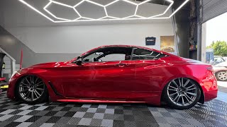 Q60 red sport gets full airlift suspension 3P DIY install [upl. by Yeruoc]