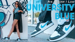 DONT SLEEP ON THIS JORDAN Jordan 1 Black University Blue On Foot Review and How to Style [upl. by Yssej]