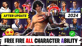 FREE FIRE ALL CHARACTER ABILITY  ALL CHARACTERS ABILITY IN FREE FIRE  FF ALL CHARACTERS ABILITIES [upl. by Gnay953]