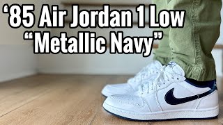 Air Jordan 1 Low 85 “White Metallic Navy” Review amp On Feet [upl. by Elsy]