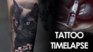 Tattoo Timelapse  Chat noir [upl. by Aitropal635]