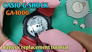 How to change battery Casio GShock GA1000TrendWatchLab Watch repair channel [upl. by Eastlake657]