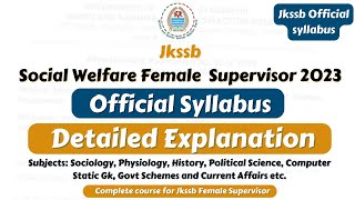 Detailed Official Syllabus for Female Supervisor Exam  jkssb female supervisor syllabus 2023 [upl. by Rieth24]