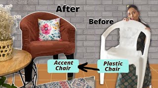 How to DIY an Accent Chair  Transform old plastic chair into bold chic accent piece for your room [upl. by Waverly]