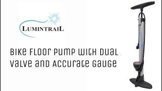 How to Use the LuminTrail High Pressure Dual Valve Bike Floor Pump with Gauge [upl. by Sprague]