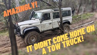 Cummins Defender takes on Alcorns track in the wet Cobaw Vic [upl. by Eiznikam]