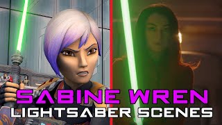 Sabine Wren All Lightsaber Scenes REBELS FOD AHSOKA [upl. by Anaig500]