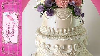 Spring Floral Wedding Cake Long tutorial Lambeth style [upl. by Latta425]