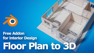 Blender Architecture Addon Tutorial Interior Design Floor Plan to 3D [upl. by Adolphus540]