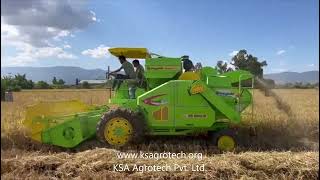 KSA  GreenGold 220W  Mini Combine Self Propelled Harvester  Multi Crop [upl. by Enyawed]