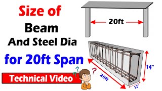 Size of Beam and Steel Rod Diameter for 20ft Span  Civil Engineering Basic video [upl. by Norty737]