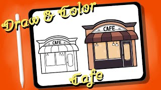 ☕ Cafe Drawing Tutorial  Shop Drawing Inspiration [upl. by Anemolif438]