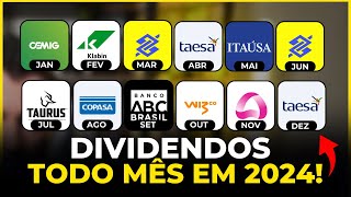 CARTEIRA DE AÇÕES PARA RECEBER DIVIDENDOS TODOS OS MESES EM 2024 [upl. by Inol]