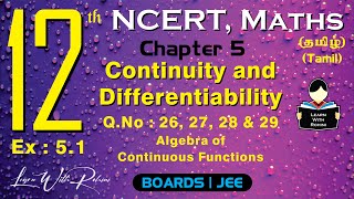 Continuity and Differentiability  QNo  26 27 28 amp 29  Ch 5  Class 12  NCERT  Maths  Tamil [upl. by Eyaf855]