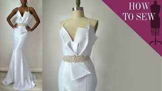 How To Sew A Satin Open Back Mermaid Style Wedding Gown [upl. by Pryor570]