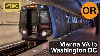 WMATA Metrorail Orange Line Vienna to Downtown Washington DC Kawaski Train 4K [upl. by Noruq]