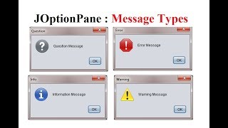 JOptionpane message dialog types in Java Swing [upl. by Brigitte]