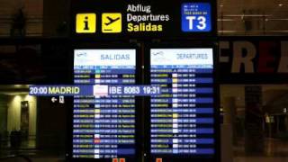 Málaga Airport announcement for flight IB 8063 to Madrid 20120203 [upl. by Eissehc]