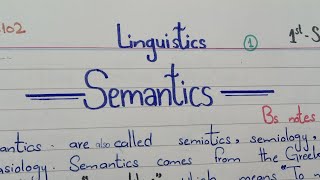 Semantics Definition Linguistics ENG102 Hand written notes Bs English 1st Semester PU [upl. by Jahdal264]