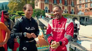 La sfida tra Rafa Nadal e Will Smith sul Lago di Comole due star in Italia per la prima tappa di E1 [upl. by Siloa433]