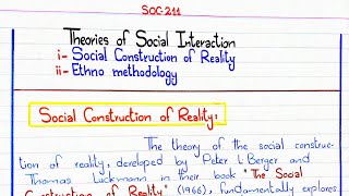 Social Construction of Reality  Ethnomethodology SOC211 pu [upl. by Schiro]