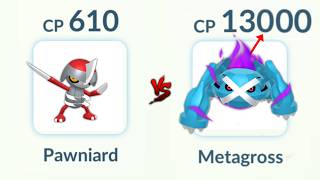 13000 CP Shadow Metagross Got destroyed by 610 CP Pawniard in Pokemon GO [upl. by Bonner538]