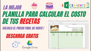 🍳 Como costear una receta en Excel  Pasteleria ✅ [upl. by Joseito715]