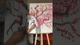 C’est validé par la maman ✅ 🌸 shortsart dessin peinture cerisier japon [upl. by Idok]