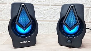 ELEGIANT SR600 USB Stereo Speakers Unboxing And Test [upl. by Jumbala]