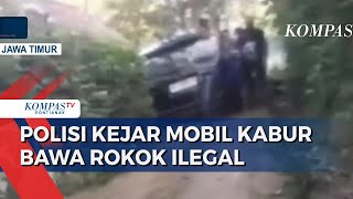 KejarKejaran Polisi dengan Mobil Kabur Bawa Rokok Ilegal [upl. by Kirk498]