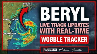 TROPICAL STORM BERYL Track with RealTime Wobble Tracker Interactive Stream  Tracking the Tropics [upl. by Yruama]