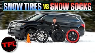 Snow Tires vs Chains vs Snow Socks One of THESE Provides The Best Snow Traction [upl. by Aihsiym298]