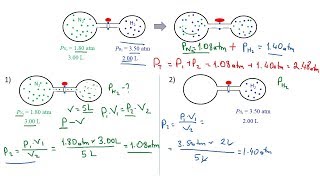 Ideal Gas Law Total Pressure of Two Flasks [upl. by Vivi]