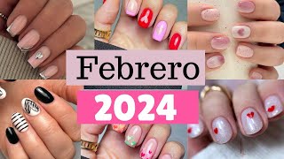 Uñas Cortas para FEBRERO 2024 tendenciasRecopilación de Diseños de Uñas con CORAZONES 2024 [upl. by Ellon759]