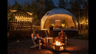 Luxury Glamping Dome Airbnb  OffGrid Geodesic Dome Near Toronto  Birchwood Luxury Camping [upl. by Silloh]