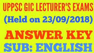 UPPSC GIC Lecturer Exam English Answer Key  GIC English Solution with Explanation [upl. by Casta]