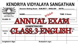 kv Class 3 English annual exam question paper 2024 kv kvs class3 english annual KVS360 [upl. by Helbonna]