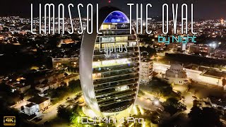 🇨🇾 DJI Mini 4 Pro  4K drone video of Limassol The Oval by night Cyprus [upl. by Arabel]