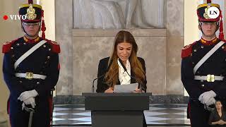 Zulemita Menem se emocionó tras la inaguración del busto de su padre Carlos Saul Menem [upl. by Lraep775]