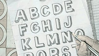 How to draw alphabets A to Z in 3d  3d letters atoz  English capital letters writing [upl. by Dash718]