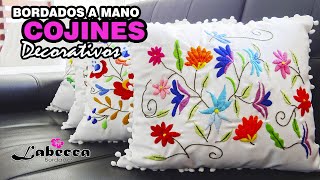 💕 COJINES DECORATIVOS Bordados a Mano 🔴 BORDADO MEXICANO Flores ❤ COJINES para DECORAR la SALA 🔰 [upl. by Elylrac]