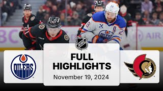 NHL Highlights  Oilers vs Senators  November 19 2024 [upl. by Attelrak518]