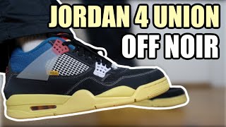 AIR JORDAN 4 UNION OFF NOIR REVIEW amp ON FEET  HOW TO STYLE  RESELL PREDICTIONS [upl. by Glanville512]