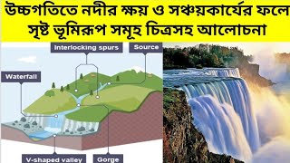 Fluvial upper course erosional amp depositional landforms with diagramউচ্চগতিতে সৃষ্ট ভূমিরূপpart3 [upl. by Choong755]