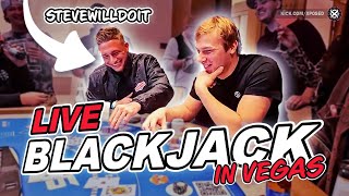 BLACKJACK IN VEGAS WITH STEVEWILLDOIT HIGH ROLLER [upl. by Anhavas]