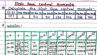 calculate the first four central moments from the following data  less than central moment [upl. by Larina188]