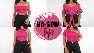 4 NOSew Tops From Old TShirts  Easy DIYs [upl. by Nylrehc]