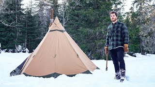 UNE NUIT DANS LA FORÊT EN PLEIN HIVER dans un tipi [upl. by Ecylla]