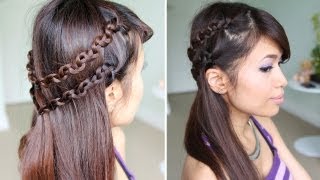 How to Snake Braid Headband Hairstyle for Medium Long Hair Tutorial [upl. by Novehs]